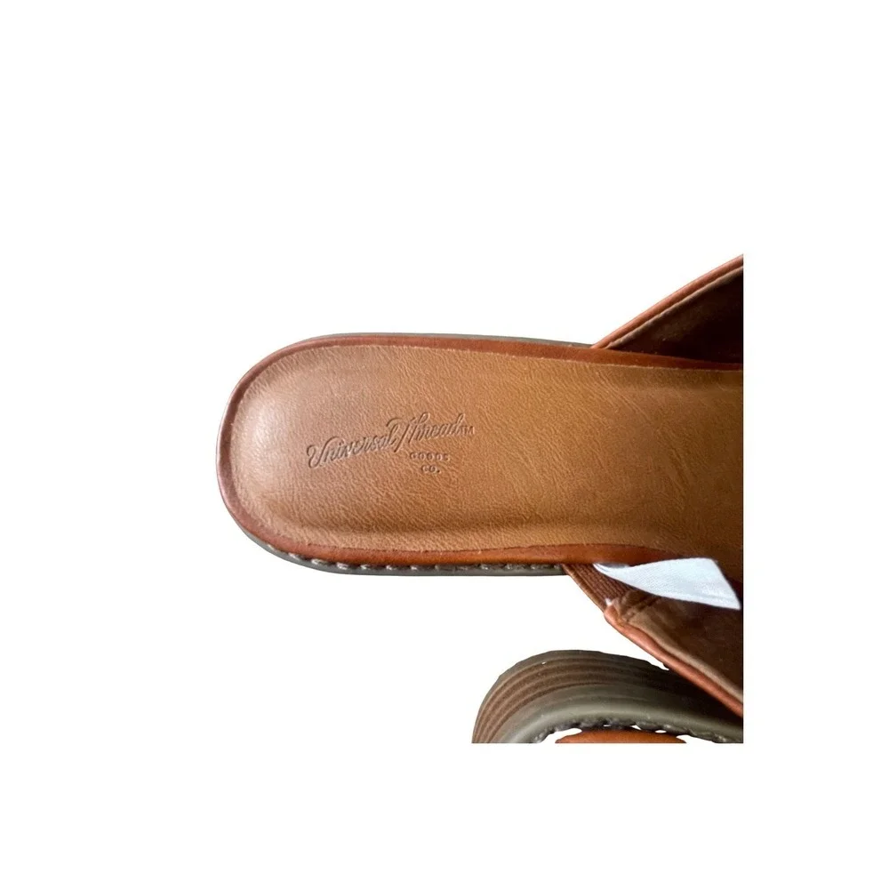 Universal Thread Maura Mules Womens 8.5 Brown Slip On Flats Vegan Preppy Neutral - Picture 5 of 7